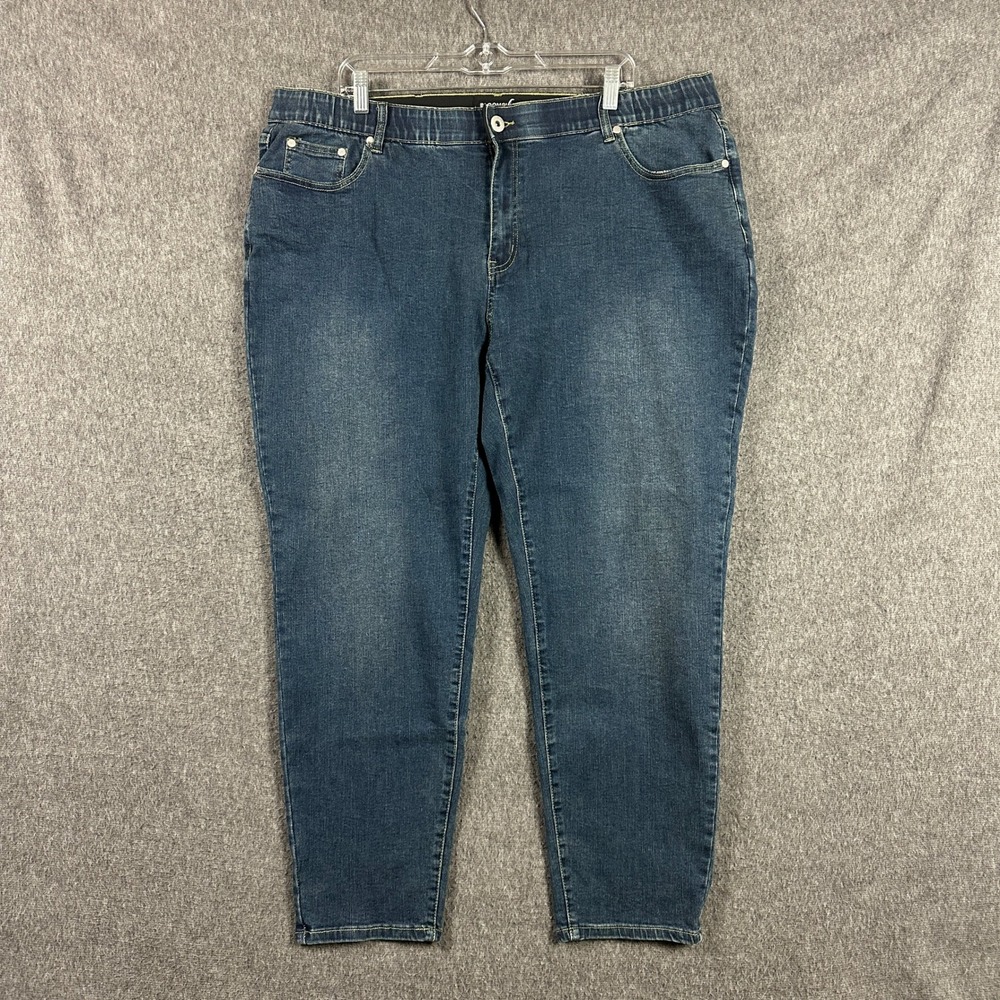 BLOOMCHIC Denim Womens Size 24 Denim Jeans Blue Mid Rise Stretch Tapered